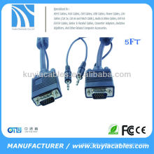 5 FT VGA CABLE 3.5MM SVGA UXGA Monitor Kabel mit 3,5 mm Audio
